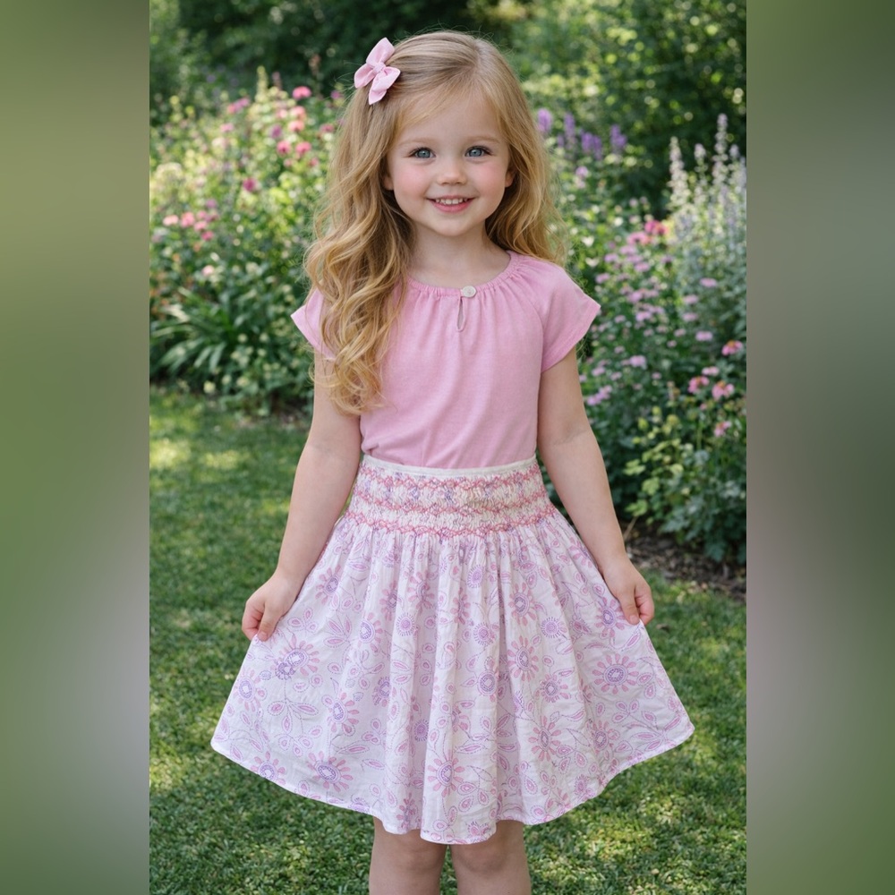 Charabia, Paris‎ Girls Beaded Floral Cotton Y2K Skirt Made in France 18m 3Y NWT